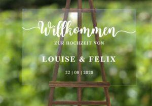 MyLouise Hochzeitsshop Willkommensschild aus Acryl Acrylglas zur Hochzeit