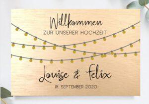 MyLouise Hochzeitsshop Personalisiertes Willkommensschild Holzschild zur Hochzeit