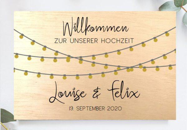 MyLouise Hochzeitsshop Personalisiertes Willkommensschild Holzschild zur Hochzeit