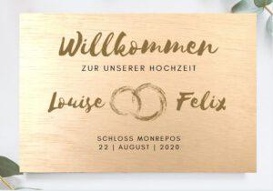 MyLouise Hochzeitsshop Personalisiertes Willkommensschild Holzschild zur Hochzeit