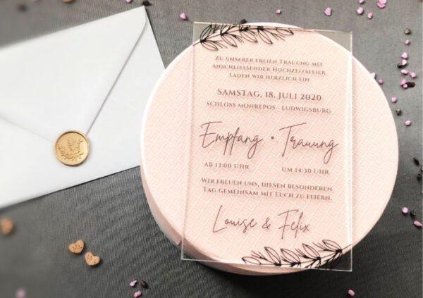 MyLouise Hochzeitsshop Hochzeitseinladung aus Acryl Acrylglas