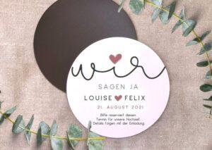 MyLouise Hochzeitsshop Personalisierte Save the Date Magnet zur Hochzeit