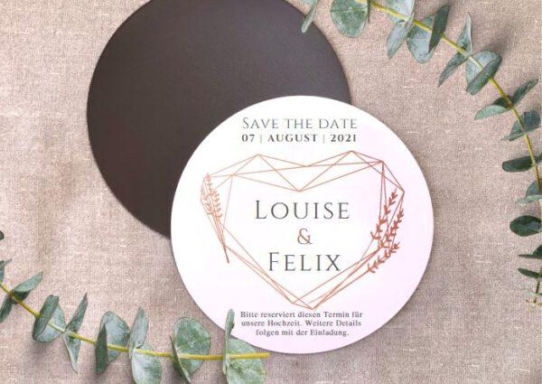 MyLouise Hochzeitsshop Personalisierte Save the Date Magnet zur Hochzeit