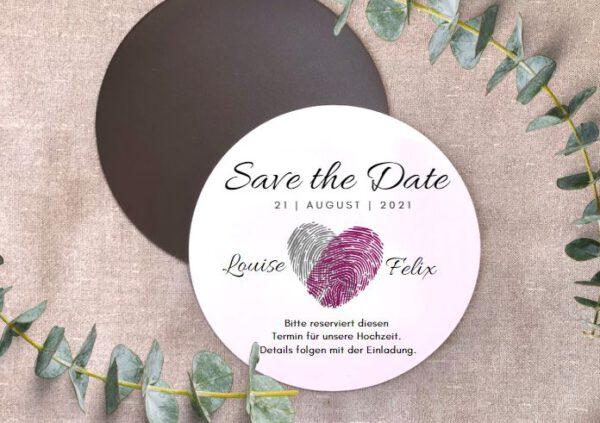MyLouise Hochzeitsshop Personalisierte Save the Date Magnet zur Hochzeit