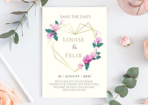 MyLouise Hochzeitsshop Personalisierte Save the Date Karten zur Hochzeit
