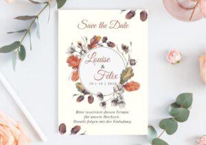 www.mylouise-hochzeitsshop.de Save the Date Herbst Hochzeit Herbst