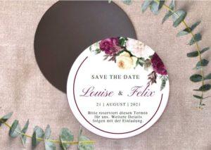 MyLouise Hochzeitsshop Personalisierte Save the Date Magnet zur Hochzeit