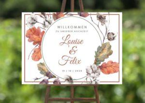 www.mylouise-hochzeitsshop.de Willkommensschild zur Herbsthochzeit