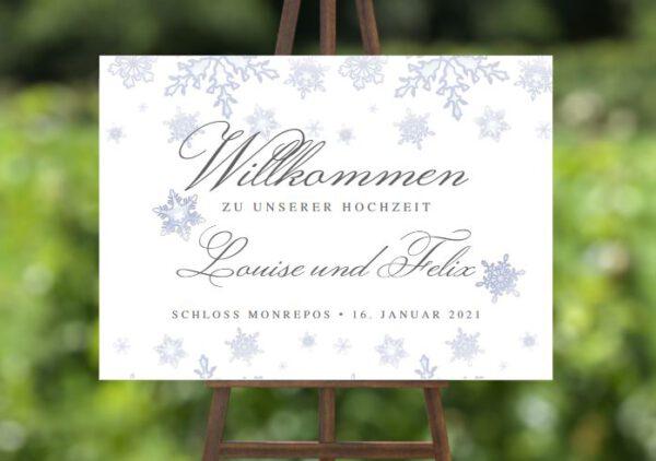 www.mylouise-hochzeitsshop.de Willkommensschild zur Winterhochzeit