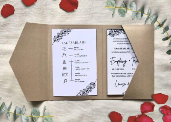 www.mylouise-hochzeitsshop.de Pocketfold Einladung Hochzeit Acryl Einladung
