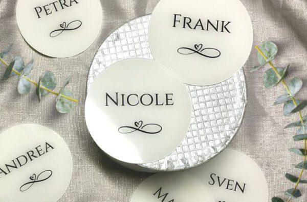 www.mylouise-hochzeitsshop.de Acryl Platzkarten Hochzeit Namenskarten aus Aryl