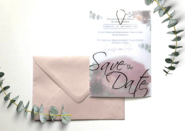 www.mylouise-hochzeitsshop.de Save the Date Karte Transparentpapier Save the date Hochzeit