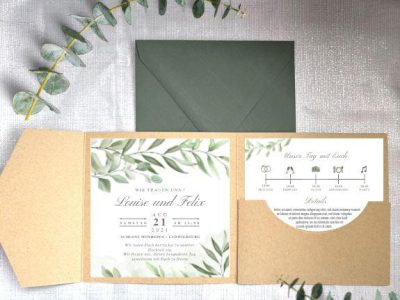 www.mylouise-hochzeitsshop.de Pocketfold Einladung Hochzeit Pocketfold Kraftpapier