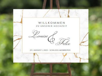 www.mylouise-hochzeitsshop.de Willkommensschild zur Hochzeit Rankenmotiv